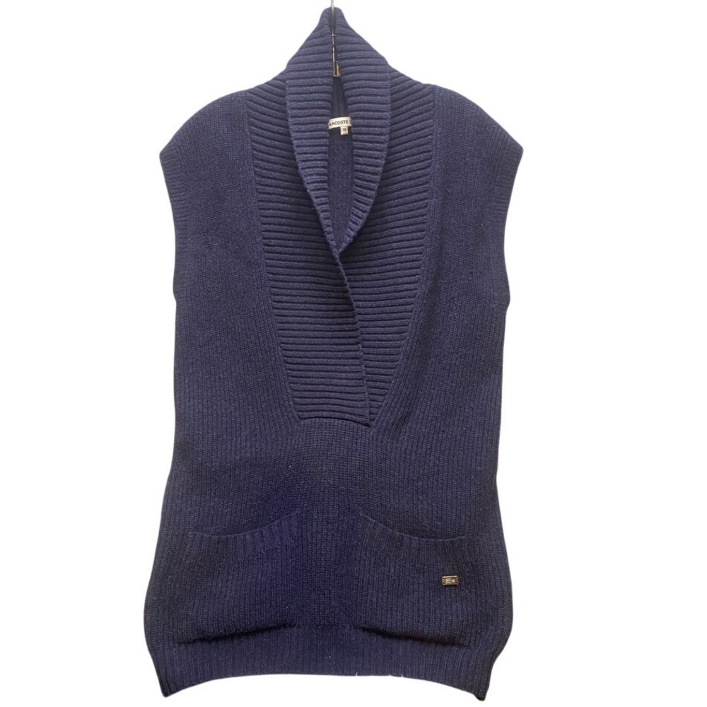 Lacoste Sweater Vest Womens 38 Small Wool Knit Preppy Sustainable Vintage Ladies